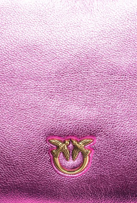 Umhängetaschen | Pinko rosa-antikgold folierte klassische flache LiebestascheZ4ZP1197
