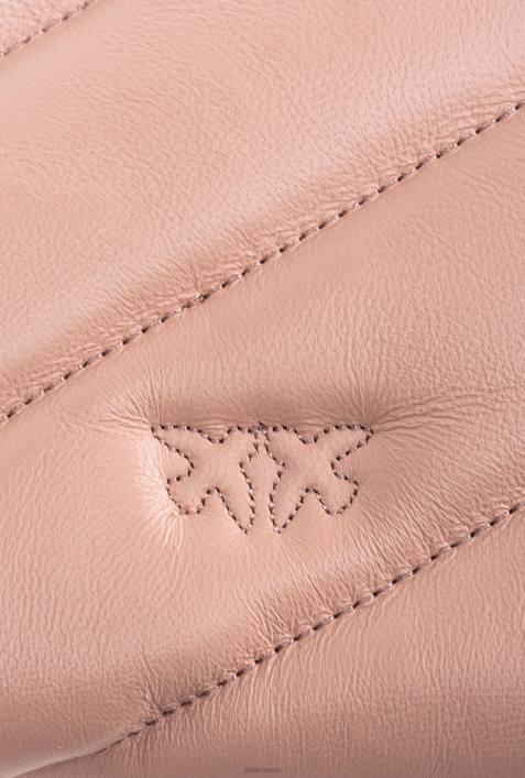 Umhängetaschen | Pinko staubiges Rosa-Antikgold Flache Tasche aus gestepptem NappalederZ4ZP1194
