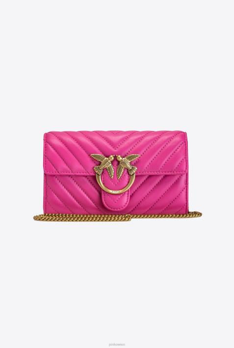 Geldbörsen | Pinko Fuchsia-Antikgold Love Bag Chevron-GeldbörseZ4ZP1131