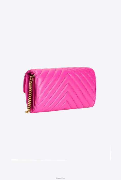 Geldbörsen | Pinko Fuchsia-Antikgold Love Bag Chevron-GeldbörseZ4ZP1131