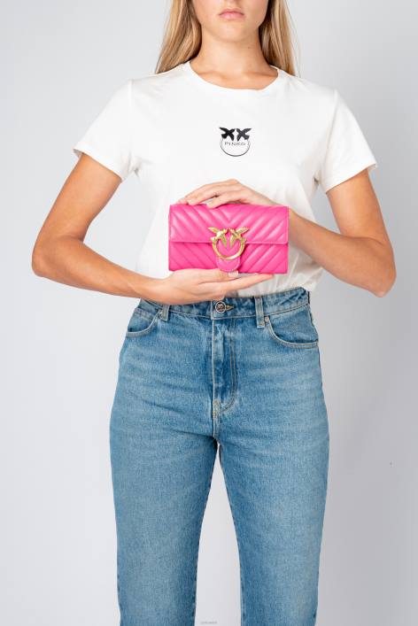 Geldbörsen | Pinko Fuchsia-Antikgold Love Bag Chevron-GeldbörseZ4ZP1131
