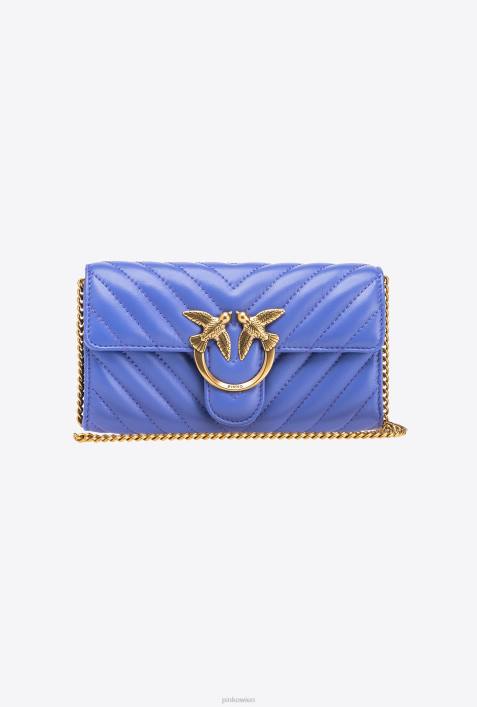 Geldbörsen | Pinko Korsikablau-Antikgold Love Bag One Wallet ChevronZ4ZP1134