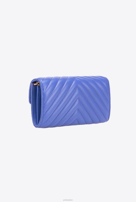 Geldbörsen | Pinko Korsikablau-Antikgold Love Bag One Wallet ChevronZ4ZP1134