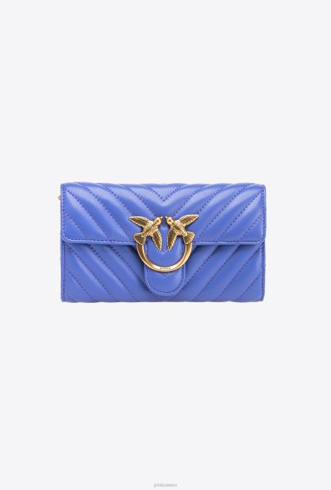 Geldbörsen | Pinko Korsikablau-Antikgold Love Bag One Wallet ChevronZ4ZP1134