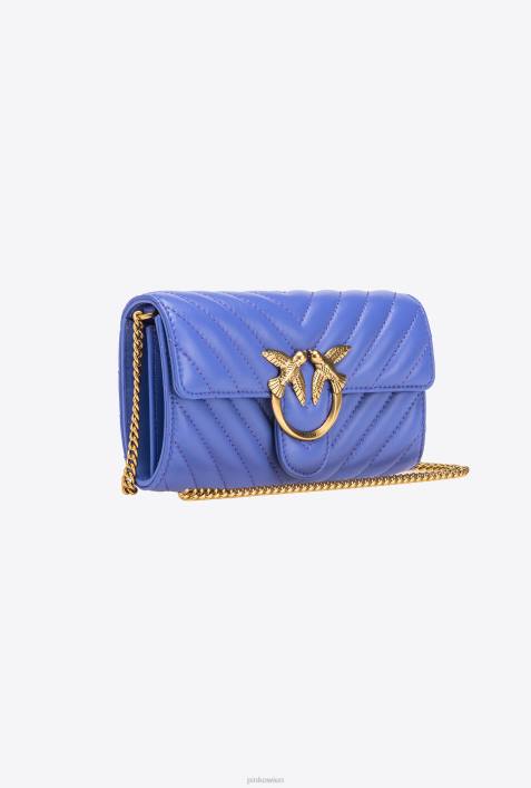 Geldbörsen | Pinko Korsikablau-Antikgold Love Bag One Wallet ChevronZ4ZP1134
