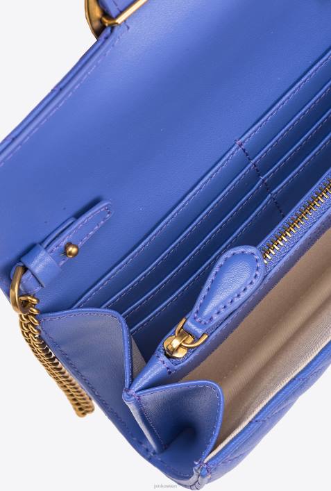 Geldbörsen | Pinko Korsikablau-Antikgold Love Bag One Wallet ChevronZ4ZP1134