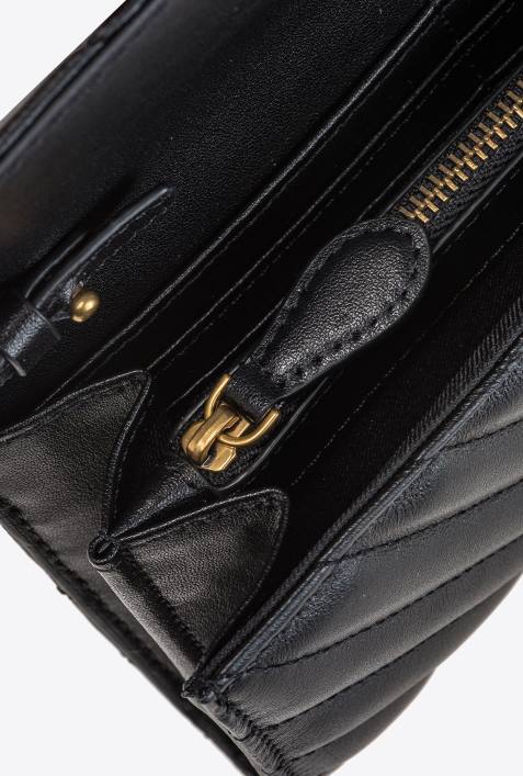 Geldbörsen | Pinko Schwarz-Antikgold Love Bag Chevron-GeldbörseZ4ZP1130