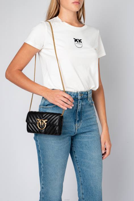 Geldbörsen | Pinko Schwarz-Antikgold Love Bag Chevron-GeldbörseZ4ZP1130