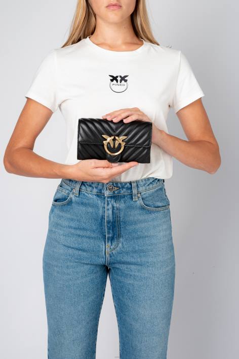 Geldbörsen | Pinko Schwarz-Antikgold Love Bag Chevron-GeldbörseZ4ZP1130