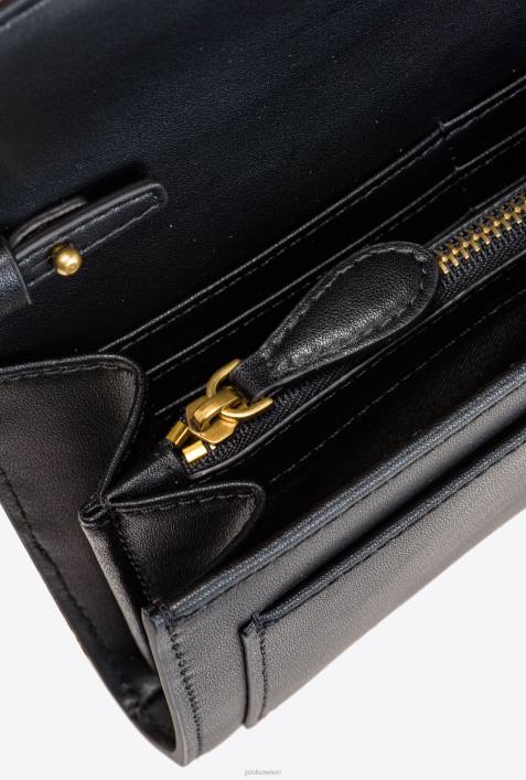 Geldbörsen | Pinko Schwarz-Antikgold Lovebag Simply WalletZ4ZP1127