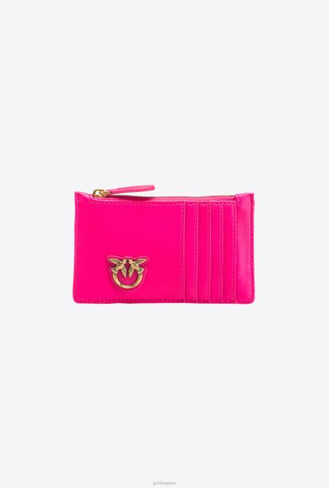 Geldbörsen | Pinko rosa-antikgold Kartenetui mit Reißverschluss und Chevron-MusterZ4ZP1161