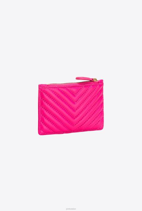 Geldbörsen | Pinko rosa-antikgold Kartenetui mit Reißverschluss und Chevron-MusterZ4ZP1161