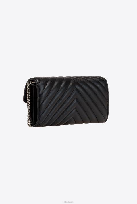 Geldbörsen | Pinko schwarz-altsilber Love Bag Chevron-GeldbörseZ4ZP1132