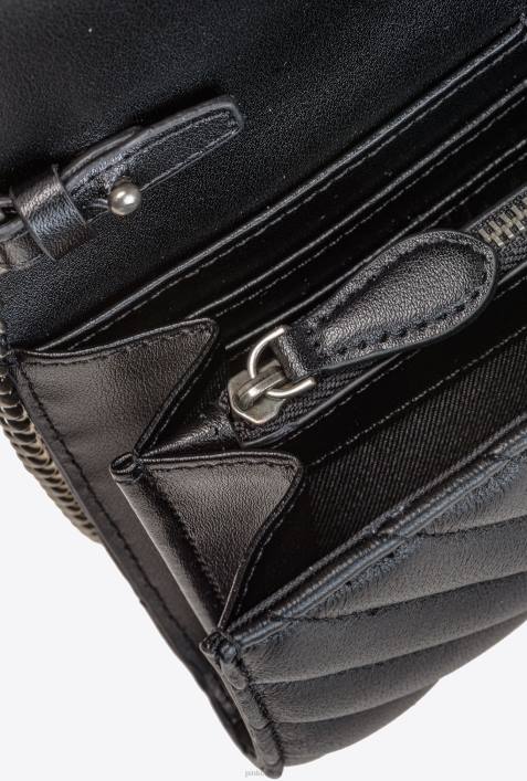 Geldbörsen | Pinko schwarz-altsilber Love Bag Chevron-GeldbörseZ4ZP1132