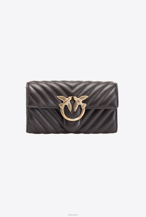 Geldbörsen | Pinko sehr dunkles Braun-Antikgold Love Bag One Wallet ChevronZ4ZP1135
