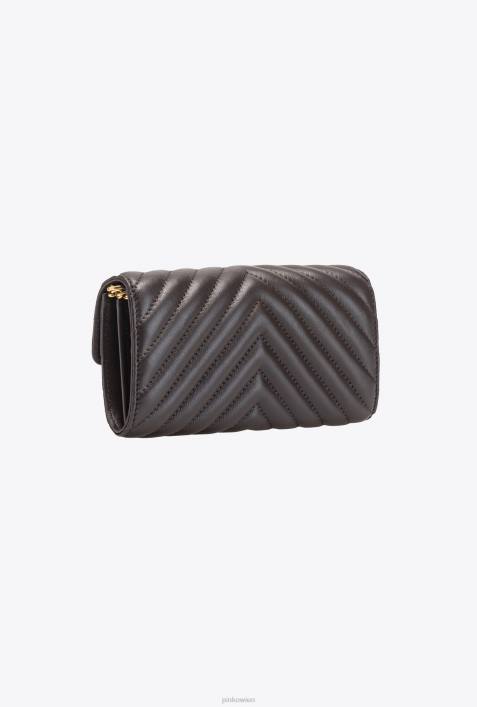 Geldbörsen | Pinko sehr dunkles Braun-Antikgold Love Bag One Wallet ChevronZ4ZP1135