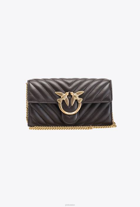 Geldbörsen | Pinko sehr dunkles Braun-Antikgold Love Bag One Wallet ChevronZ4ZP1135