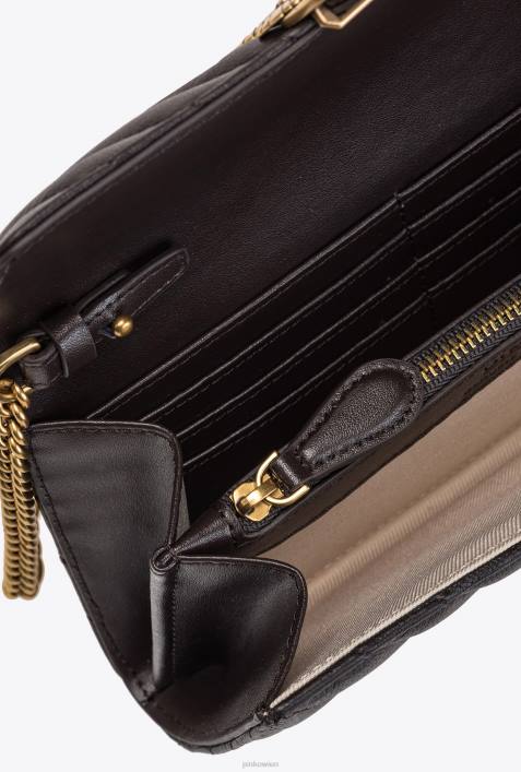 Geldbörsen | Pinko sehr dunkles Braun-Antikgold Love Bag One Wallet ChevronZ4ZP1135