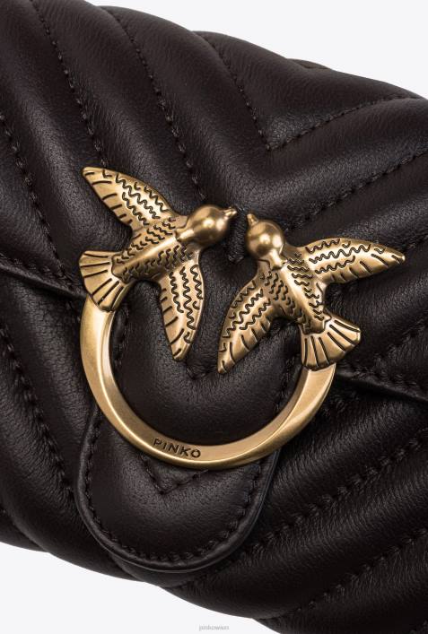 Geldbörsen | Pinko sehr dunkles Braun-Antikgold Love Bag One Wallet ChevronZ4ZP1135