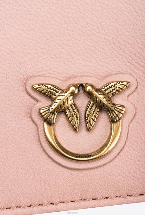 Geldbörsen | Pinko staubiges Rosa-Antikgold Kartenetui mit Reißverschluss und Chevron-MusterZ4ZP1164