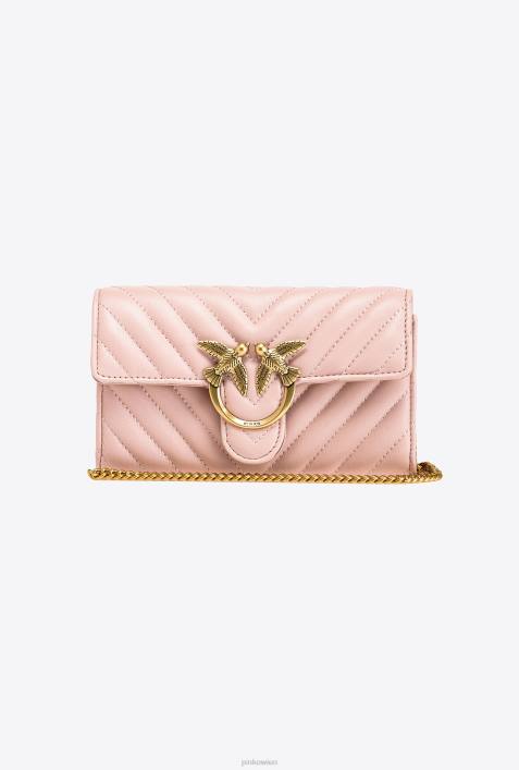Geldbörsen | Pinko staubiges Rosa-Antikgold Love Bag Chevron-GeldbörseZ4ZP1133