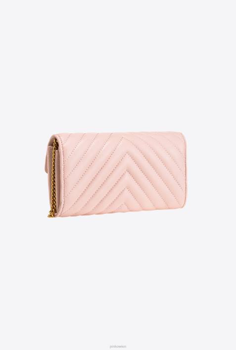 Geldbörsen | Pinko staubiges Rosa-Antikgold Love Bag Chevron-GeldbörseZ4ZP1133