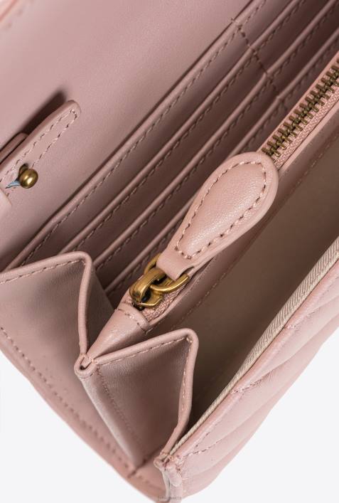 Geldbörsen | Pinko staubiges Rosa-Antikgold Love Bag Chevron-GeldbörseZ4ZP1133