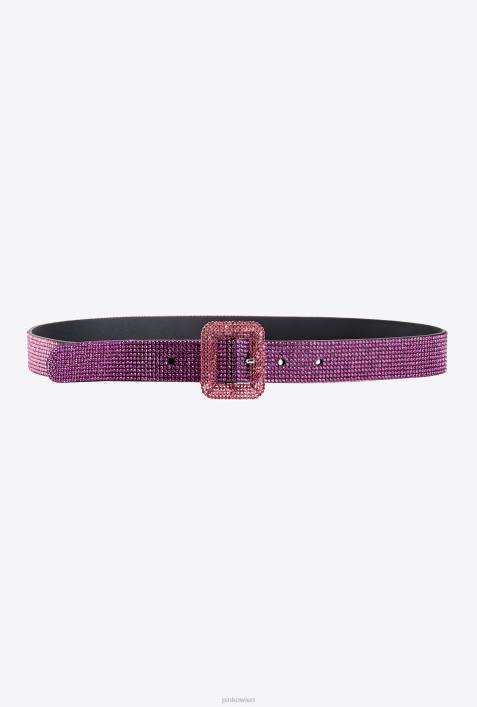 Gürtel | Pinko Fuchsia/Rosa Dünner Gürtel mit Dégradé-StrasssteinenZ4ZP1000