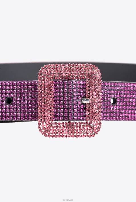 Gürtel | Pinko Fuchsia/Rosa Dünner Gürtel mit Dégradé-StrasssteinenZ4ZP1000