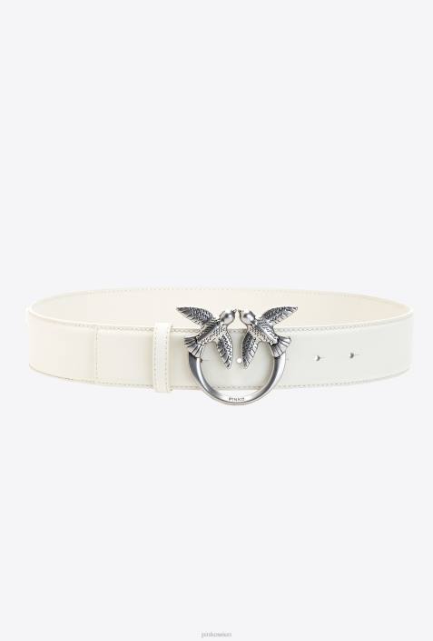 Gürtel | Pinko G. Maroso Beige-Altsilber Love Birds-LedergürtelZ4ZP1015