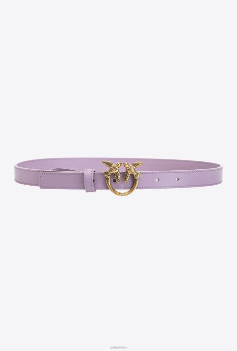 Gürtel | Pinko Iris-Antikgold Dünner Ledergürtel „Love Birds“.Z4ZP981
