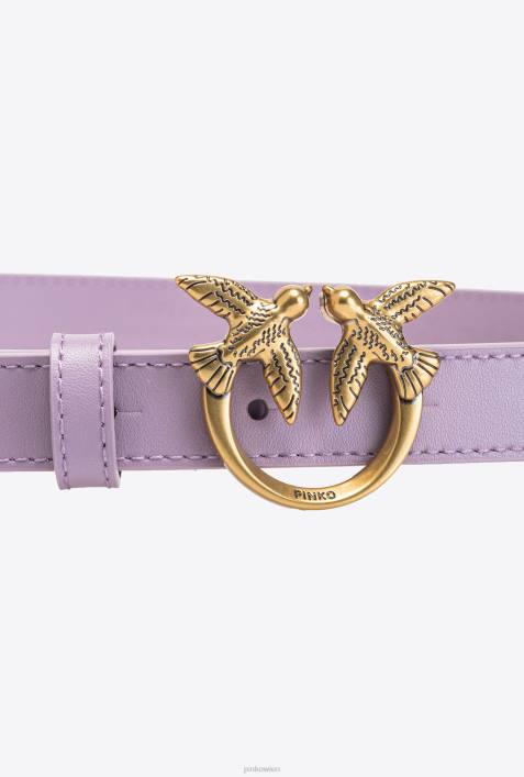 Gürtel | Pinko Iris-Antikgold Dünner Ledergürtel „Love Birds“.Z4ZP981