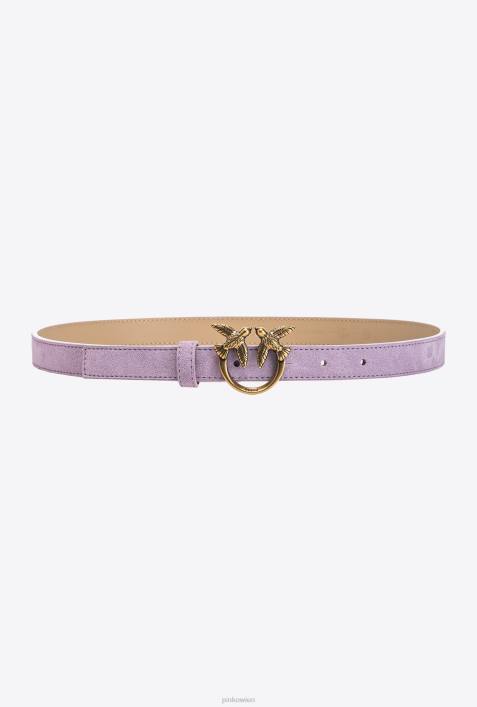 Gürtel | Pinko Iris-Antikgold Love Birds dünner WildledergürtelZ4ZP979