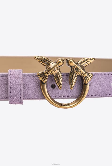 Gürtel | Pinko Iris-Antikgold Love Birds dünner WildledergürtelZ4ZP979