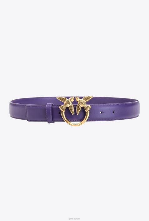 Gürtel | Pinko Plumeria-Lila-Antikgold Love Birds-LedergürtelZ4ZP1003