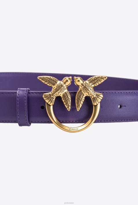 Gürtel | Pinko Plumeria-Lila-Antikgold Love Birds-LedergürtelZ4ZP1003