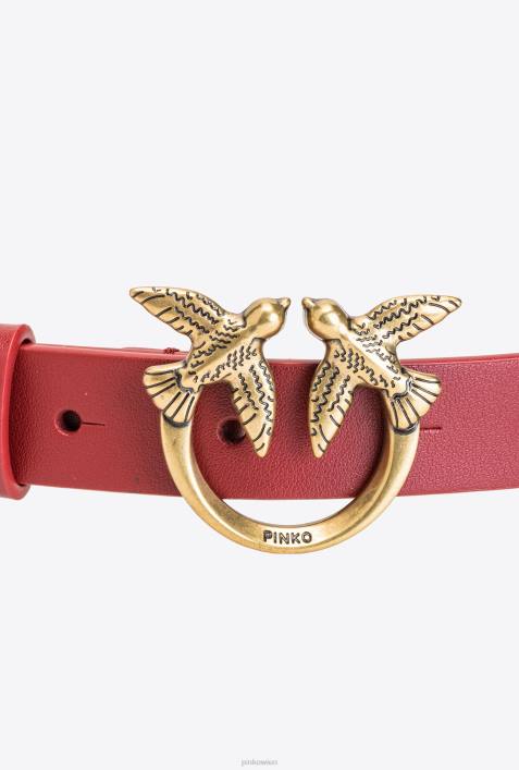Gürtel | Pinko Rubinrot-Antikgold Love Birds-Gürtel mit großer KetteZ4ZP1058