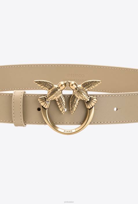 Gürtel | Pinko Sand-Antikgold Love Birds-LedergürtelZ4ZP1010
