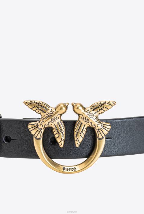 Gürtel | Pinko Schwarz-Antikgold Love Birds-Gürtel mit großer KetteZ4ZP1059