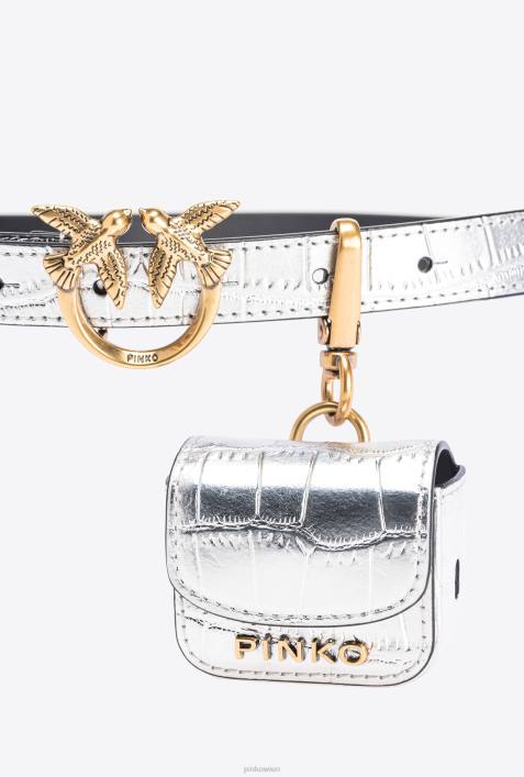 Gürtel | Pinko Silber-Antikgold Laminierter Love Birds-Gürtel mit TaschenbeutelZ4ZP1050