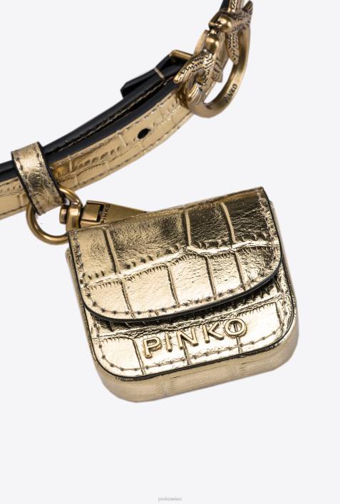 Gürtel | Pinko antikes Gold Laminierter Love Birds-Gürtel mit TaschenbeutelZ4ZP1049