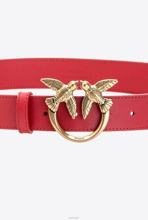 Gürtel | Pinko rot-antikgold Love Birds-LedergürtelZ4ZP1008