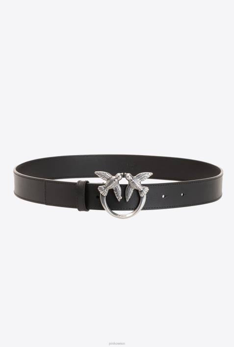 Gürtel | Pinko schwarz-altsilber Love Birds-LedergürtelZ4ZP1006