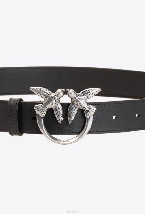 Gürtel | Pinko schwarz-altsilber Love Birds-LedergürtelZ4ZP1006