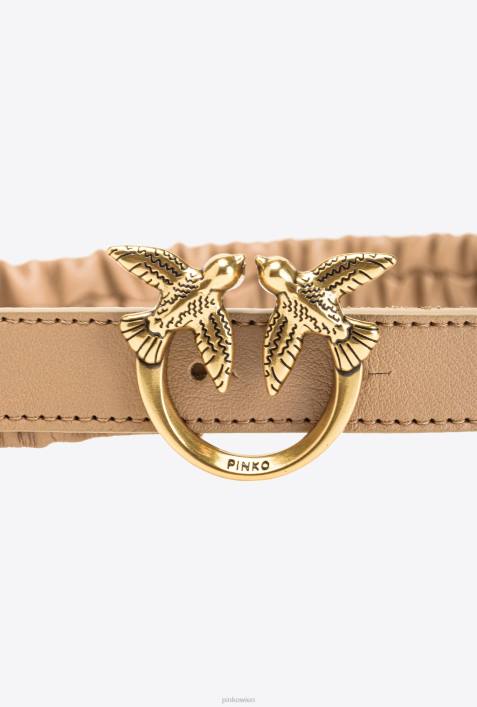 Gürtel | Pinko staubiges Rosa-Antikgold Dünner Love Birds-Gürtel mit RaffungZ4ZP989