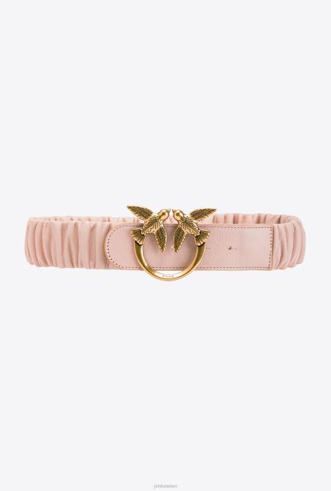 Gürtel | Pinko staubiges Rosa-Antikgold Love Birds-Gürtel mit RaffungZ4ZP977