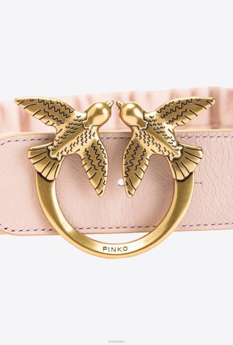 Gürtel | Pinko staubiges Rosa-Antikgold Love Birds-Gürtel mit RaffungZ4ZP977