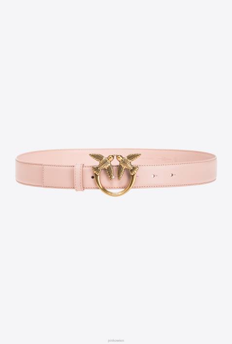 Gürtel | Pinko staubiges Rosa-Antikgold Love Birds-LedergürtelZ4ZP1002