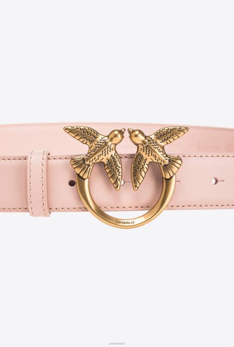 Gürtel | Pinko staubiges Rosa-Antikgold Love Birds-LedergürtelZ4ZP1002