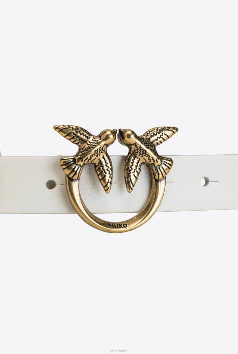 Gürtel | Pinko weiß-antikgold Love Birds-Gürtel mit KetteZ4ZP1052